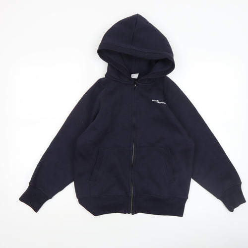 Zara Boys Navy Full Zip Hoodie Size 9 Years Polyester Cotton Blend