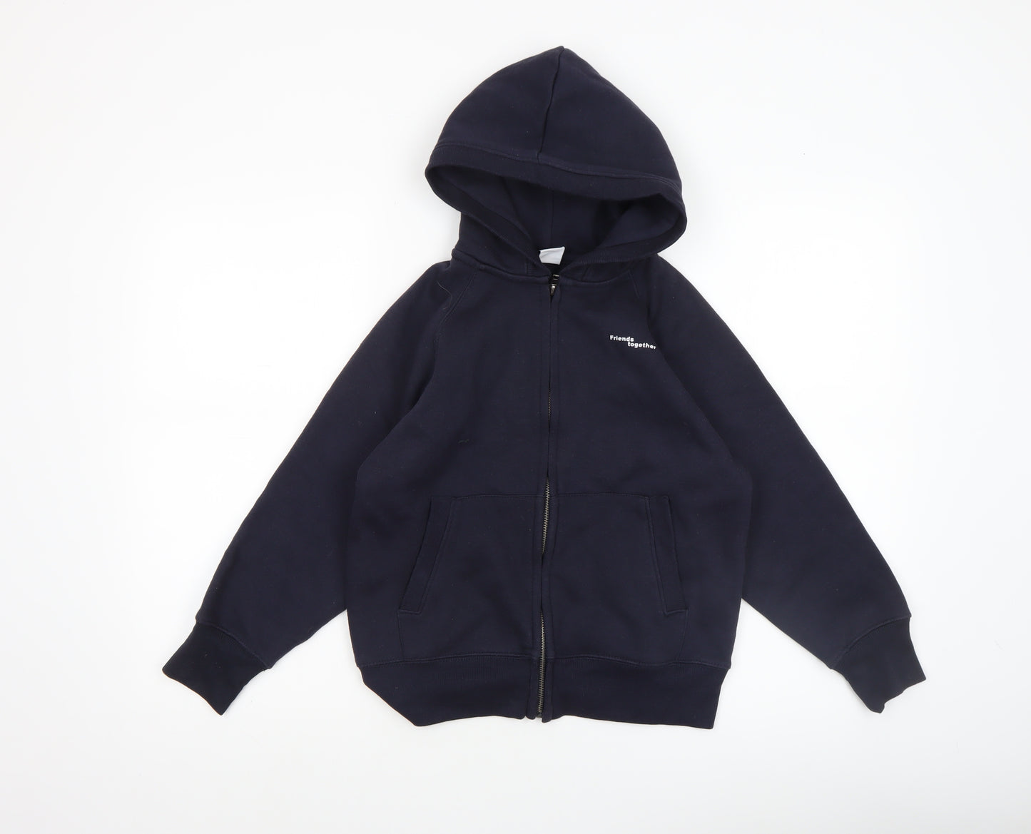 Zara Boys Navy Full Zip Hoodie Size 9 Years Polyester Cotton Blend