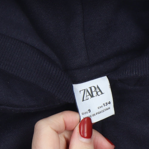 Zara Boys Navy Full Zip Hoodie Size 9 Years Polyester Cotton Blend