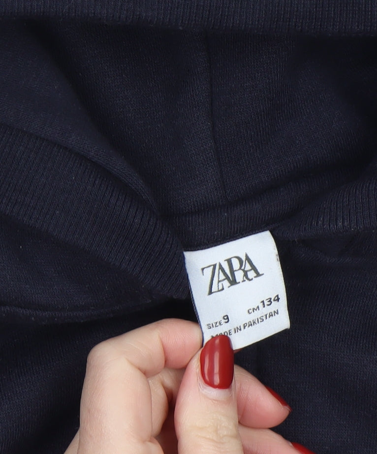 Zara Boys Navy Full Zip Hoodie Size 9 Years Polyester Cotton Blend