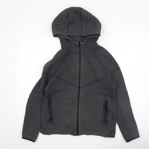 Nike Boys Black Full Zip Hoodie XL 158-170cm Fleece Lined Casual