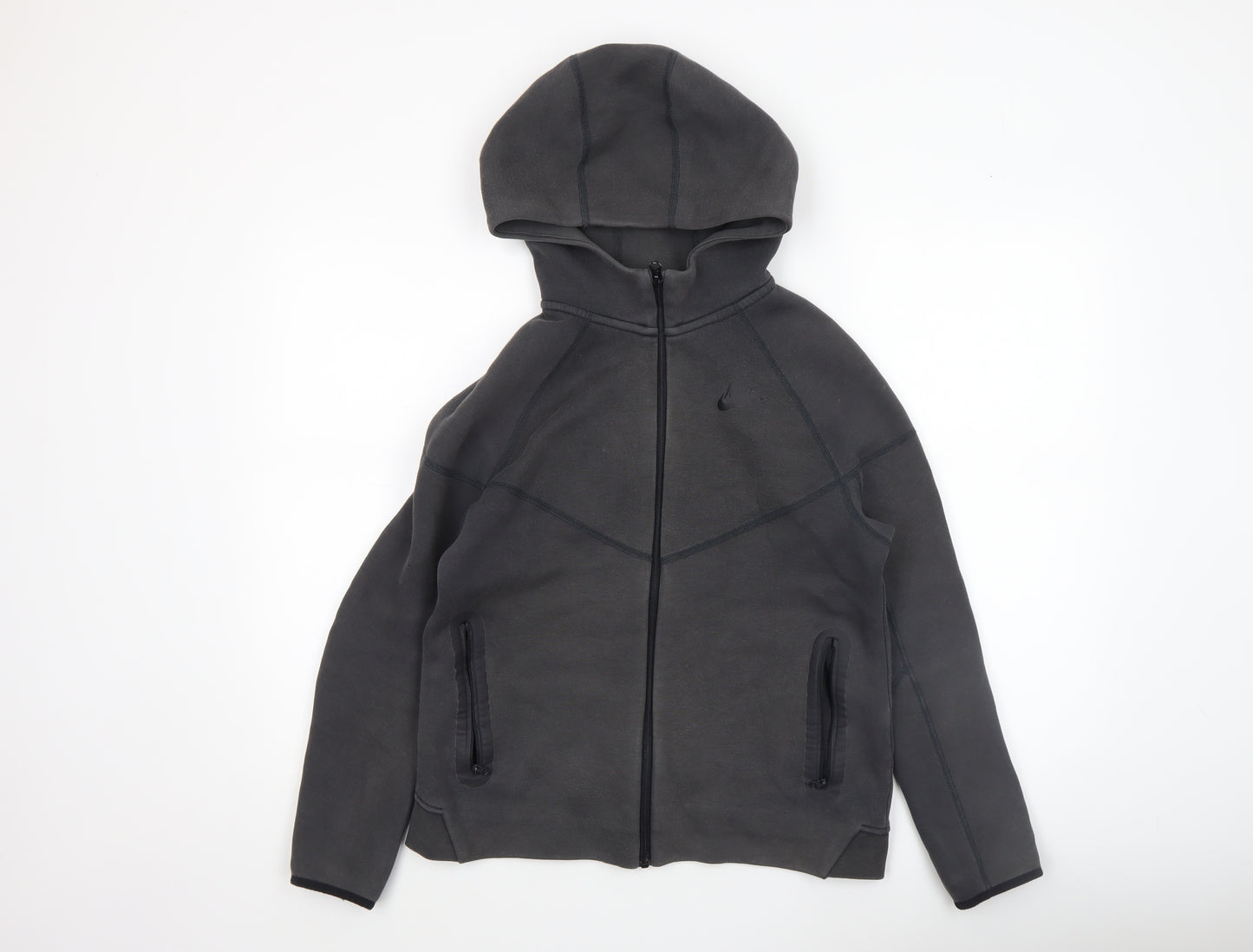 Nike Boys Black Full Zip Hoodie XL 158-170cm Fleece Lined Casual