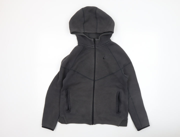 Nike Boys Black Full Zip Hoodie XL 158-170cm Fleece Lined Casual