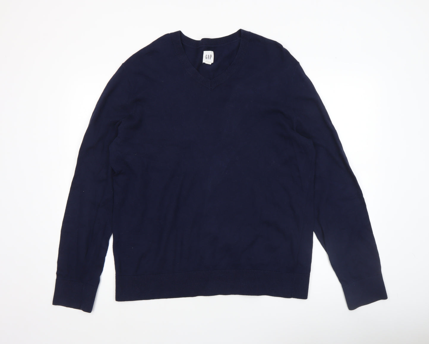 GAP Men’s Blue Cotton V-Neck Pullover Jumper Size L