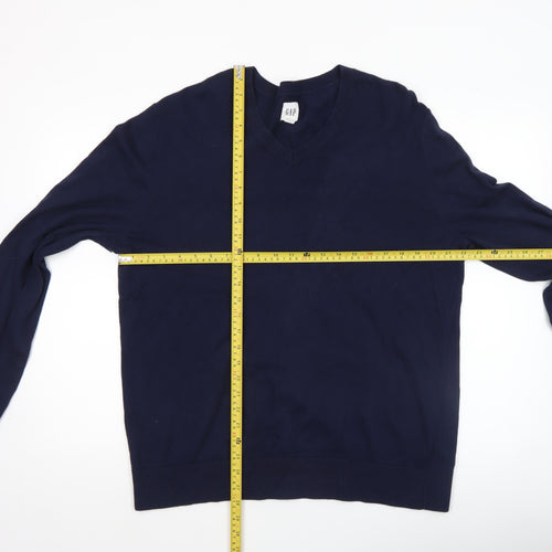 GAP Men’s Blue Cotton V-Neck Pullover Jumper Size L