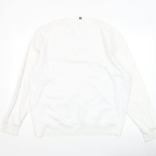 H&M Divided Men's White Embroidered Rose Graphic Pullover Sweatshirt L