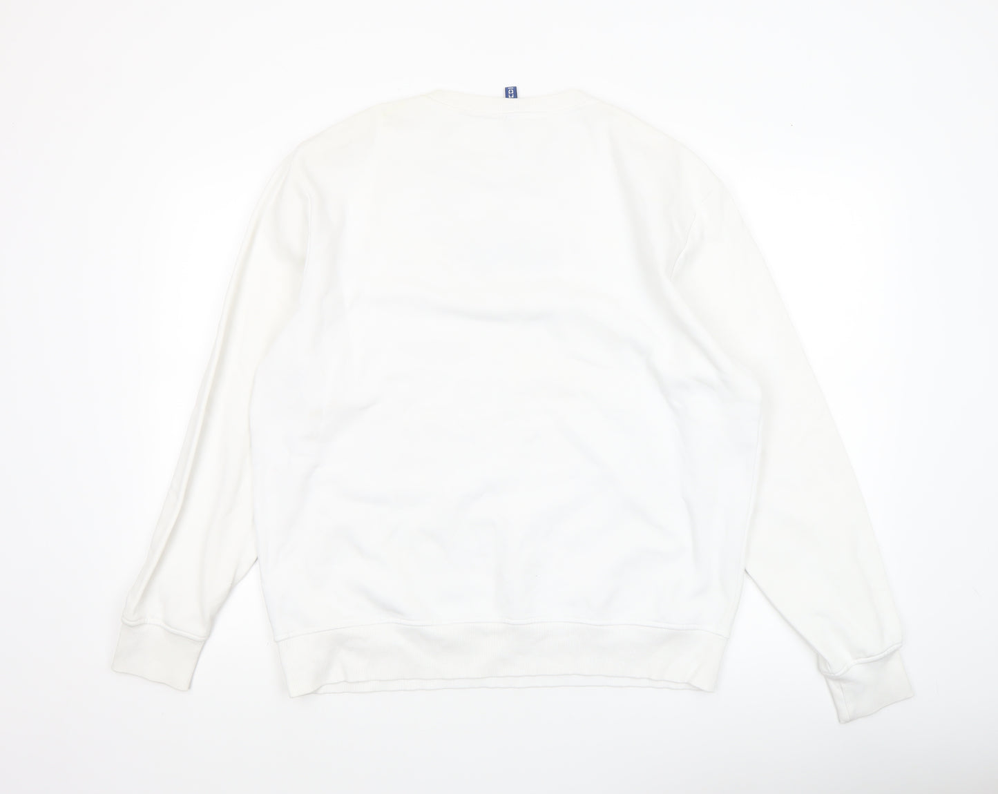 H&M Divided Men's White Embroidered Rose Graphic Pullover Sweatshirt L