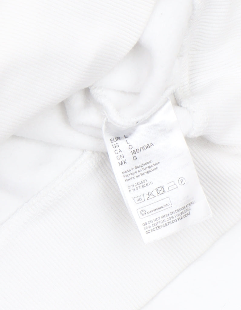 H&M Divided Men's White Embroidered Rose Graphic Pullover Sweatshirt L