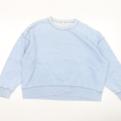 Uniqlo Women Light Blue Cotton Crew Neck Pullover Sweatshirt XL
