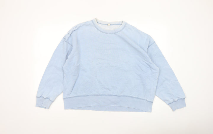 Uniqlo Women Light Blue Cotton Crew Neck Pullover Sweatshirt XL