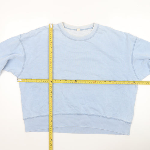 Uniqlo Women Light Blue Cotton Crew Neck Pullover Sweatshirt XL