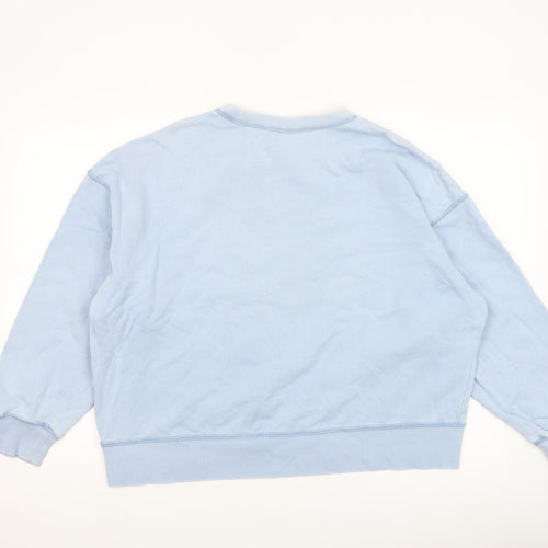 Uniqlo Women Light Blue Cotton Crew Neck Pullover Sweatshirt XL