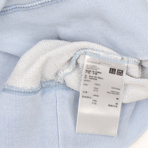 Uniqlo Women Light Blue Cotton Crew Neck Pullover Sweatshirt XL