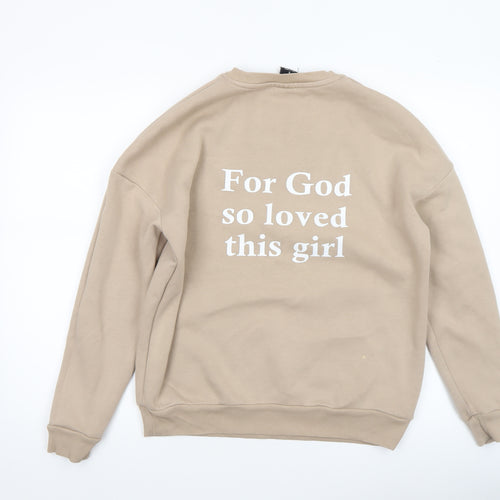 New Balance Women's Beige Pullover Sweatshirt Small Graphic Print