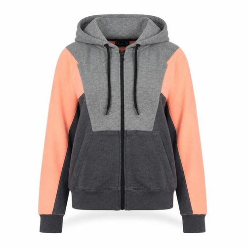 LA Gear Womens Peach Grey Colourblock Hoodie Size 14 Full Zip