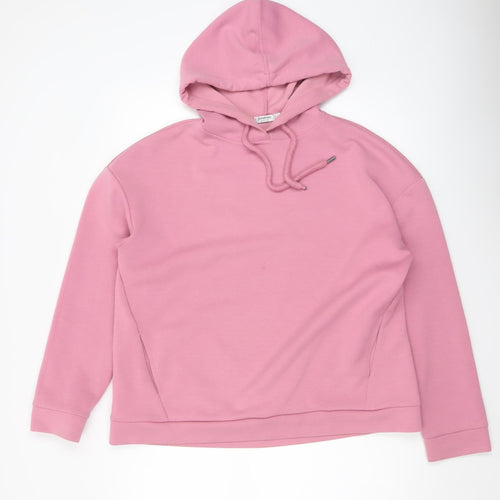 Stradivarius Women Pink Pullover Hoodie Size L Viscose Blend
