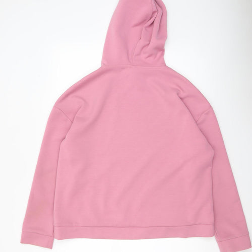 Stradivarius Women Pink Pullover Hoodie Size L Viscose Blend