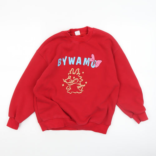 HANEGUO Girls Red Graphic Dragon Butterfly Pullover Sweatshirt Size 8 Years