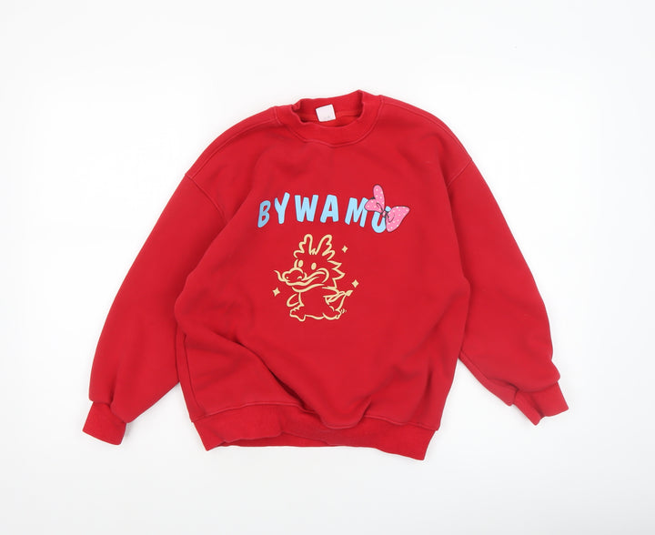 HANEGUO Girls Red Graphic Dragon Butterfly Pullover Sweatshirt Size 8 Years