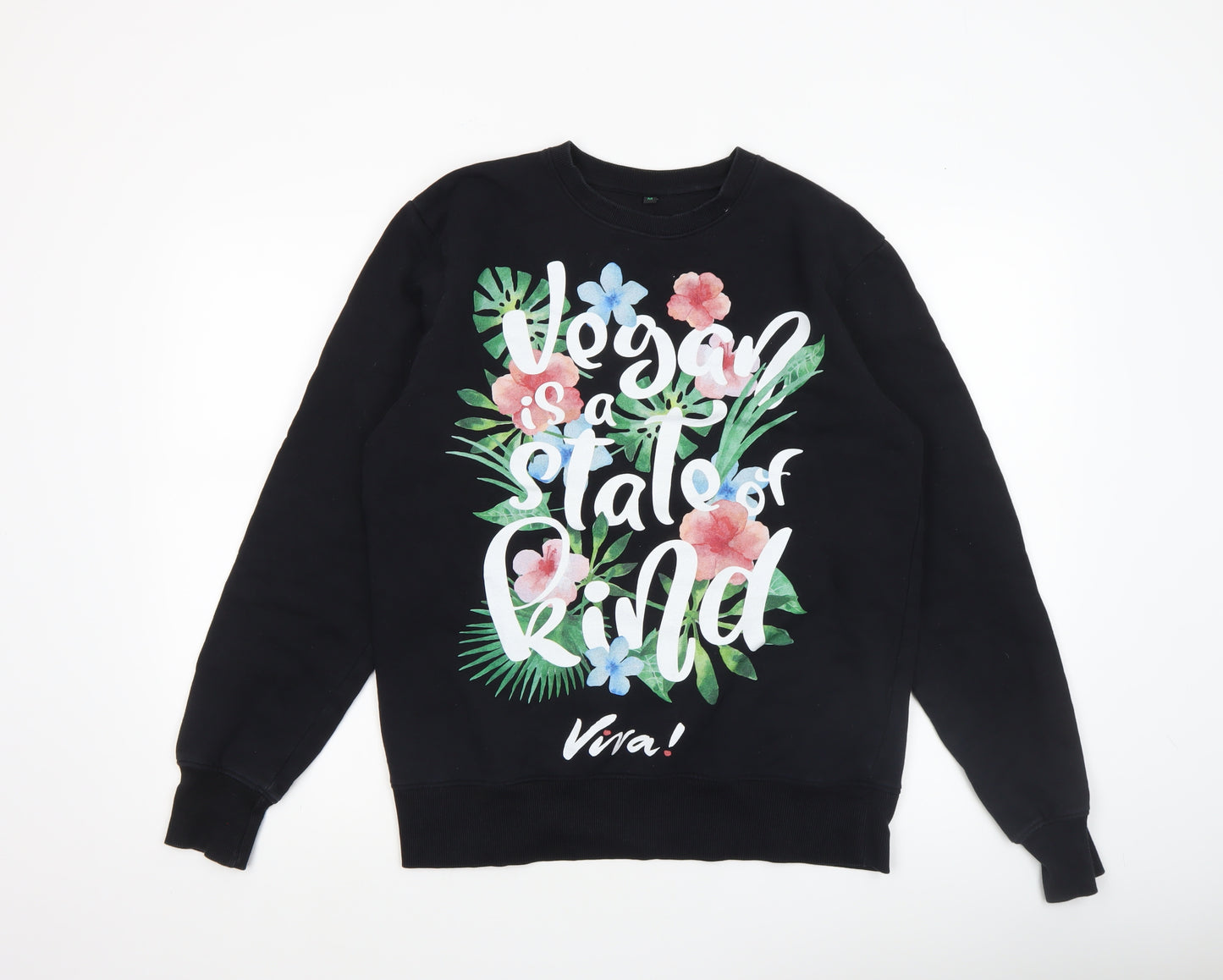 EarthPositive Viva Women Black Floral Vegan Print Sweatshirt Medium