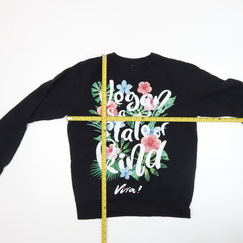 EarthPositive Viva Women Black Floral Vegan Print Sweatshirt Medium
