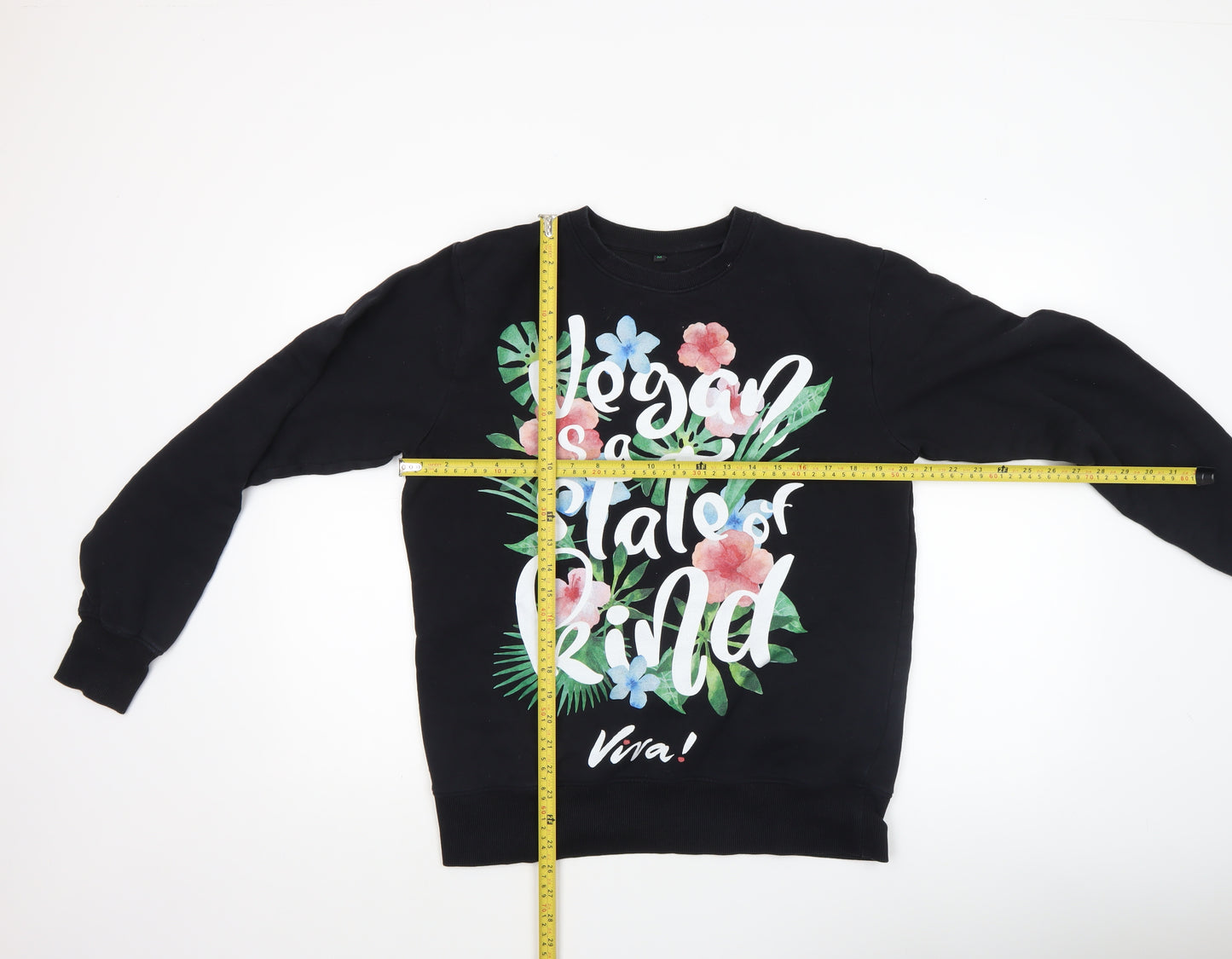 EarthPositive Viva Women Black Floral Vegan Print Sweatshirt Medium