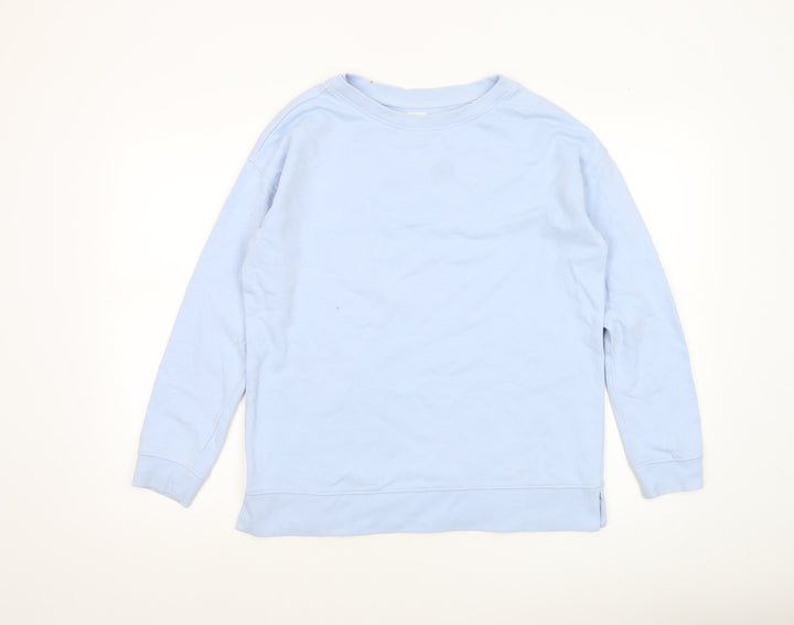 John Lewis Women Blue Cotton Crew Neck Pullover Sweatshirt Size 8