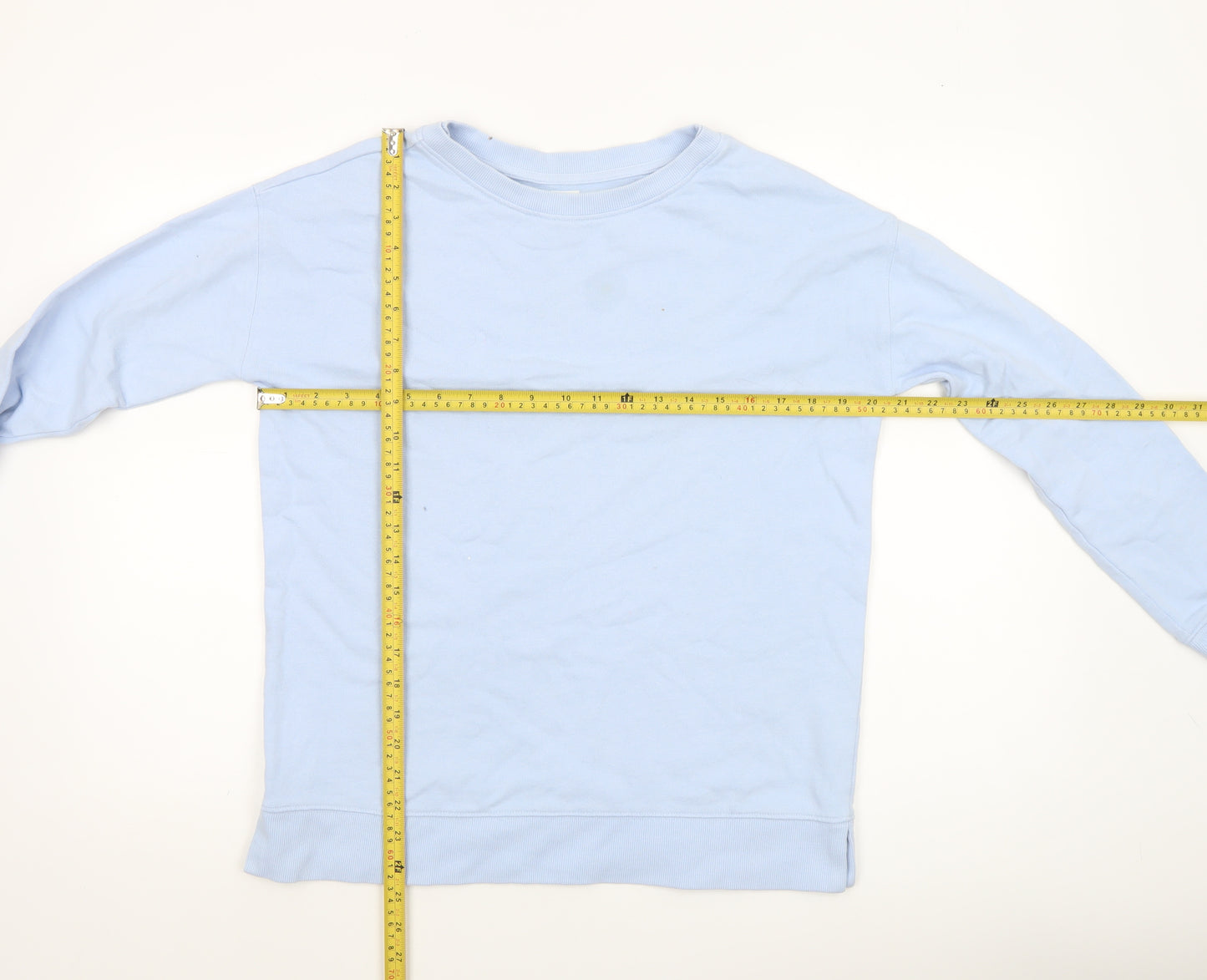 John Lewis Women Blue Cotton Crew Neck Pullover Sweatshirt Size 8