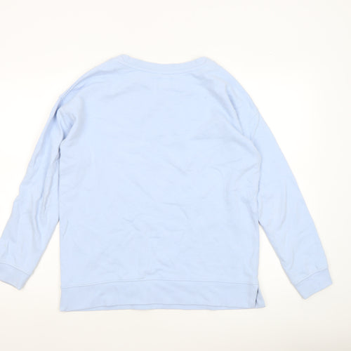 John Lewis Women Blue Cotton Crew Neck Pullover Sweatshirt Size 8
