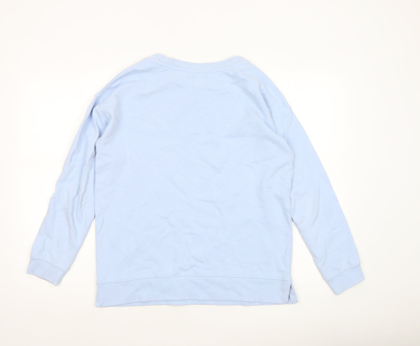 John Lewis Women Blue Cotton Crew Neck Pullover Sweatshirt Size 8