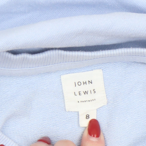 John Lewis Women Blue Cotton Crew Neck Pullover Sweatshirt Size 8