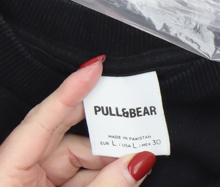Pull & Bear Women’s Black L Sweatshirt Classic Crew Neck
