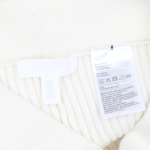 H&M Women’s Ivory Ribbed Knit Flared Trousers Size S