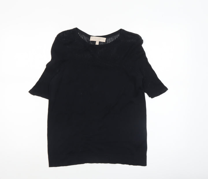 Fenn Wright Manson Womens Black Size 12 Knit Short Sleeve Crew Neck Jumper