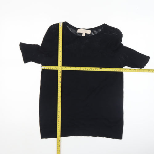 Fenn Wright Manson Womens Black Size 12 Knit Short Sleeve Crew Neck Jumper