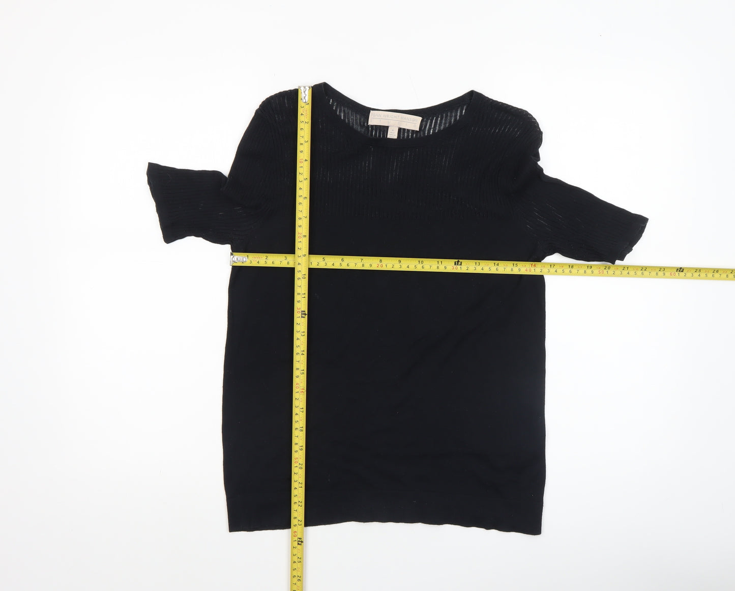 Fenn Wright Manson Womens Black Size 12 Knit Short Sleeve Crew Neck Jumper