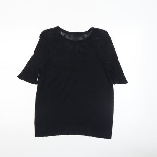Fenn Wright Manson Womens Black Size 12 Knit Short Sleeve Crew Neck Jumper