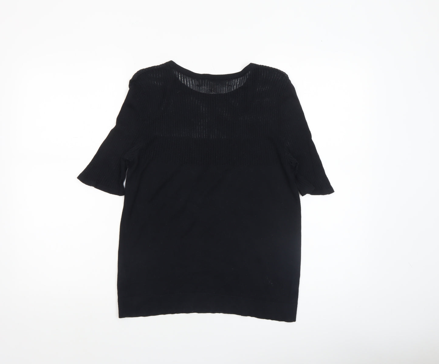 Fenn Wright Manson Womens Black Size 12 Knit Short Sleeve Crew Neck Jumper