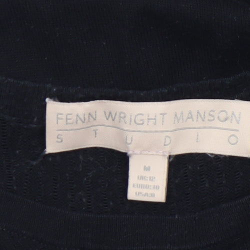 Fenn Wright Manson Womens Black Size 12 Knit Short Sleeve Crew Neck Jumper