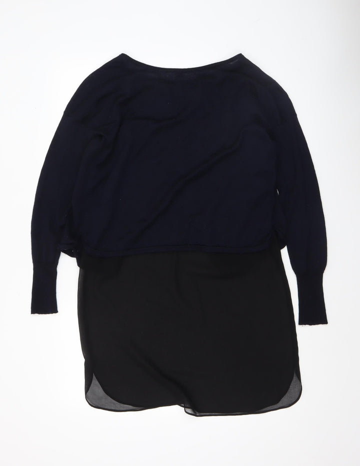 Mint Velvet Womens Black Wool Tunic Jumper Size 10 Long Sleeve