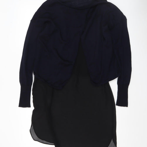 Mint Velvet Womens Black Wool Tunic Jumper Size 10 Long Sleeve