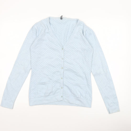 Atmosphere Women Blue Cotton Button Cardigan Size 8