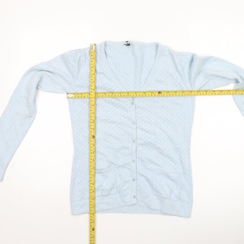 Atmosphere Women Blue Cotton Button Cardigan Size 8