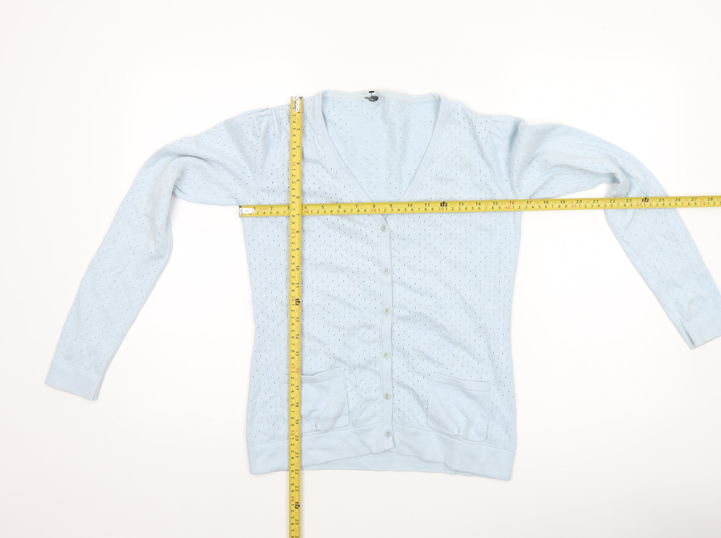 Atmosphere Women Blue Cotton Button Cardigan Size 8