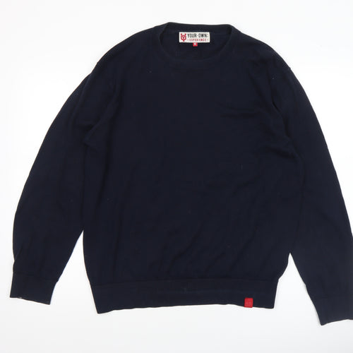 YOUR OWN EXPERIENCE Men's Blue Crew Neck Pullover Jumper M