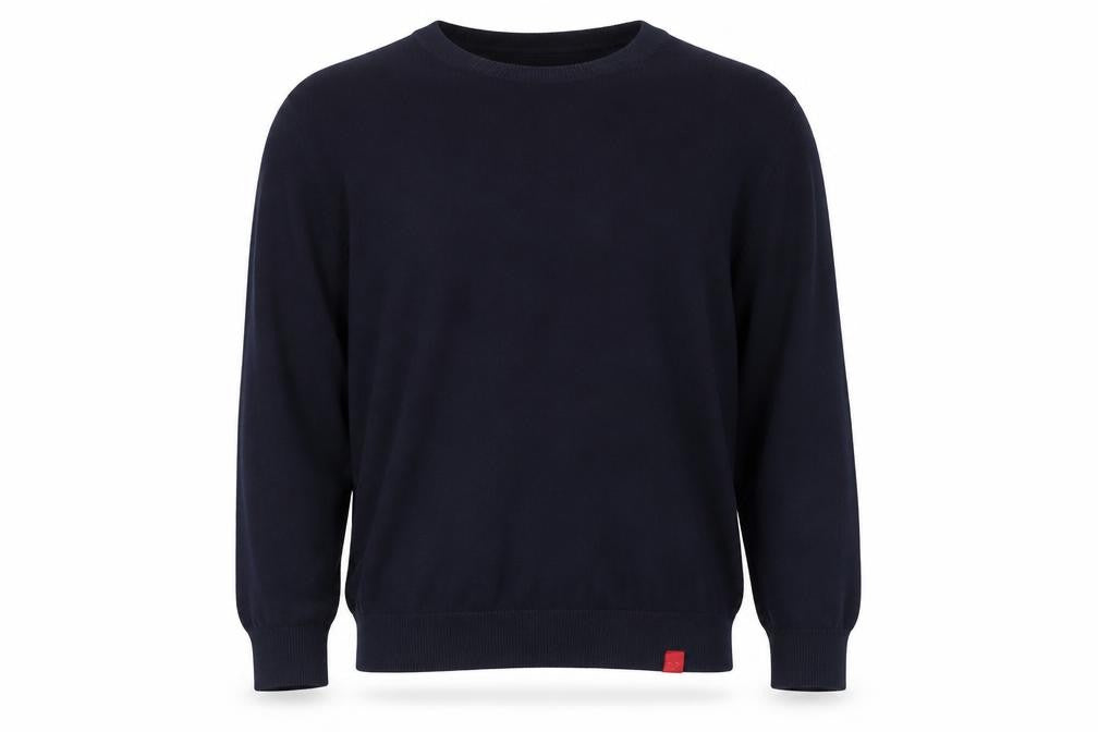 Front view of YOUR OWN EXPERIENCE Men's Blue Crew Neck jumper M
