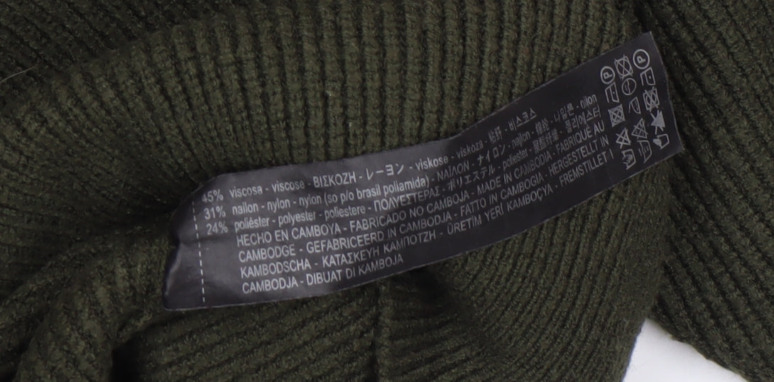 Zara Women Green Relaxed Knit Bow Back Long Sleeve Jumper XL