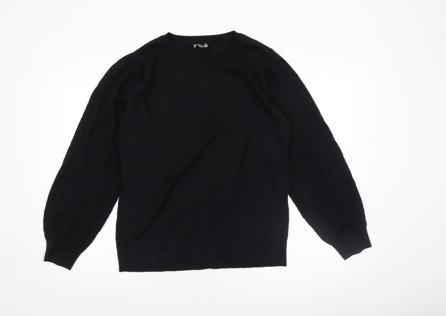 Patra Womens Black Cotton Crew Neck Long Sleeve Pullover Jumper Size L