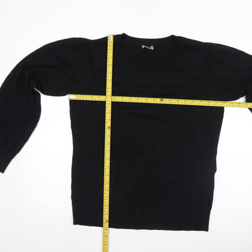 Patra Womens Black Cotton Crew Neck Long Sleeve Pullover Jumper Size L