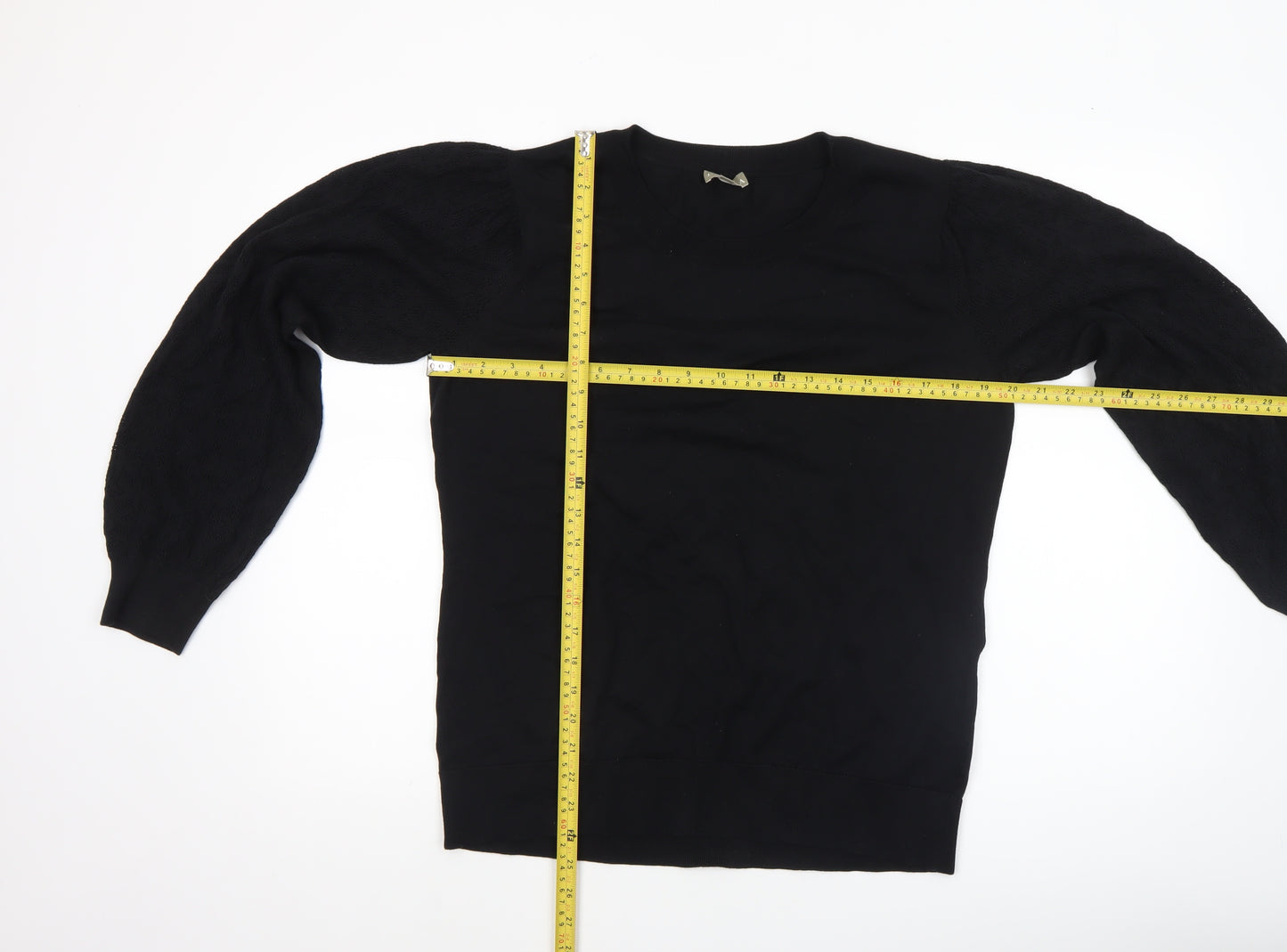 Patra Womens Black Cotton Crew Neck Long Sleeve Pullover Jumper Size L